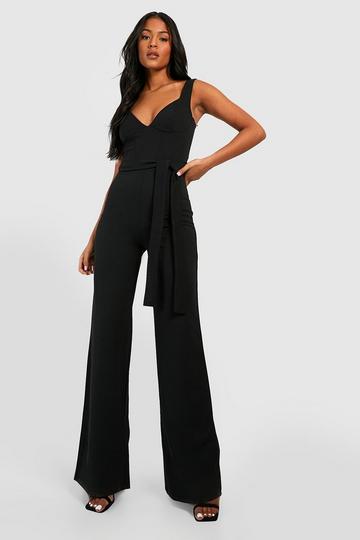 Tall Corset Belted Wide Leg Jumpsuit black