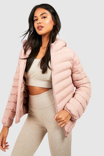 Pink Hooded Puffer Jacket