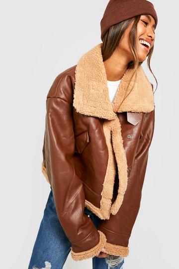 Brown Faux Fur Lined Aviator