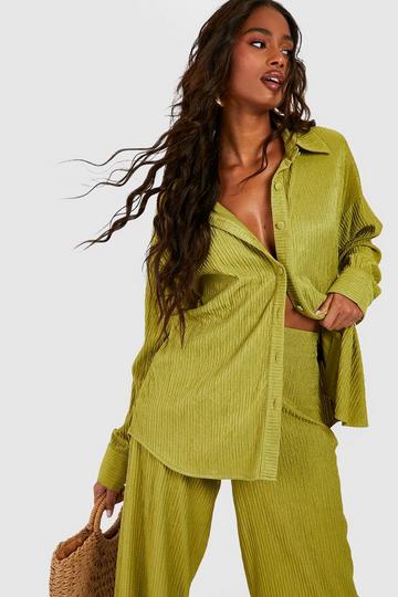 Crinkle Relaxed Fit Shirt khaki