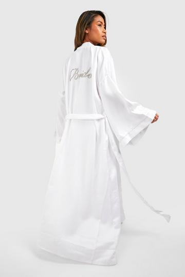 White Bride Embellished Satin Maxi Robe