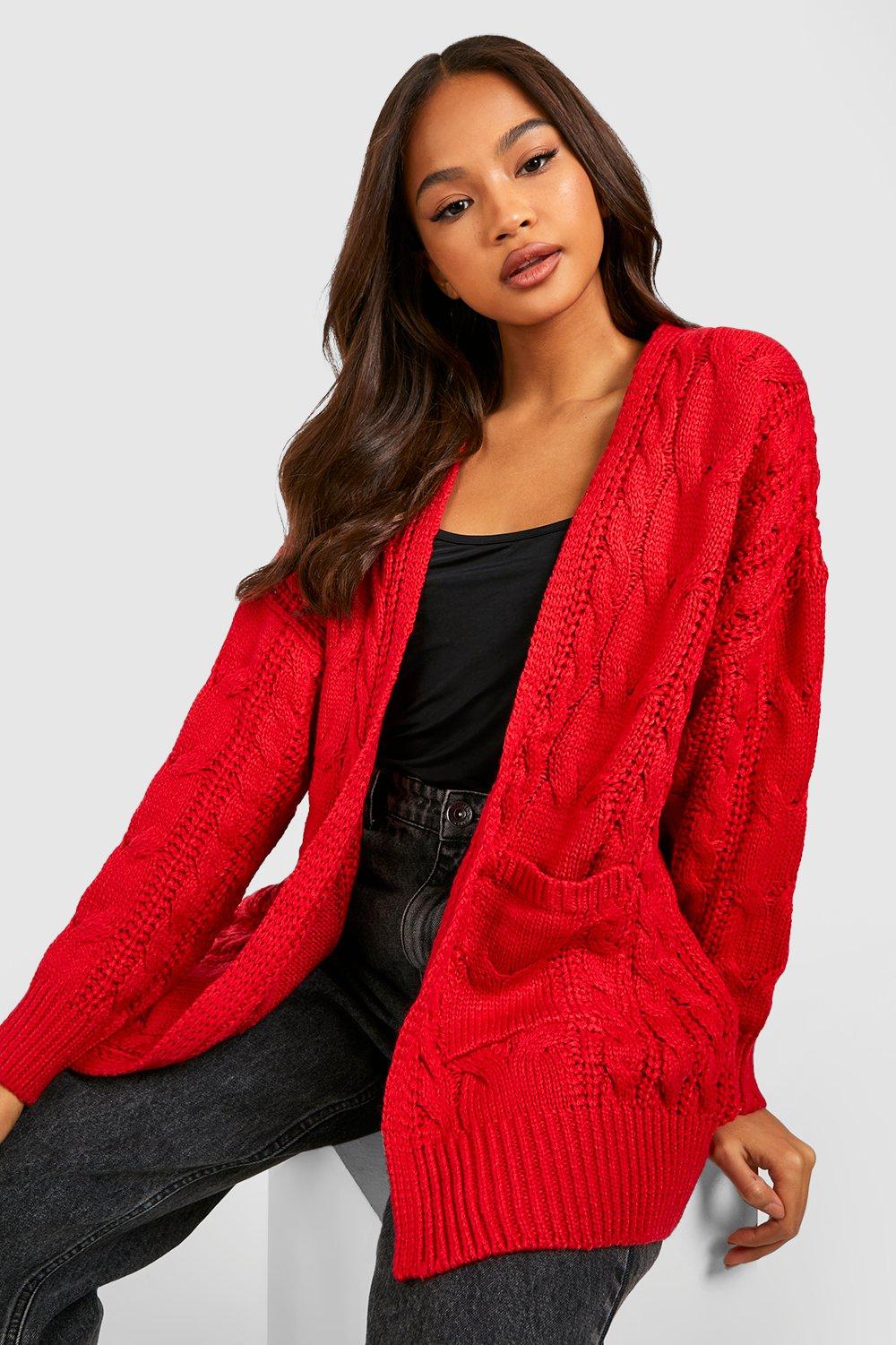 Dark red 2024 cardigan womens