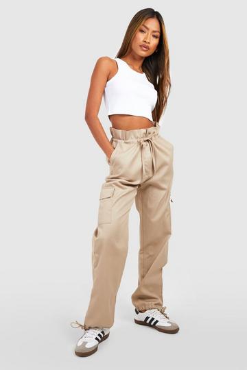 Stone Beige Paper Bag High Waisted Woven Gap Pants