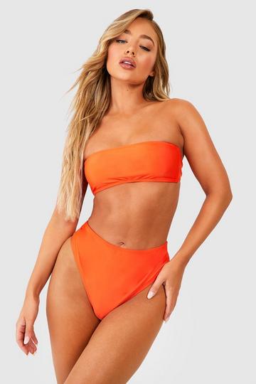 Orange Bandeau High Waisted Bikini Set