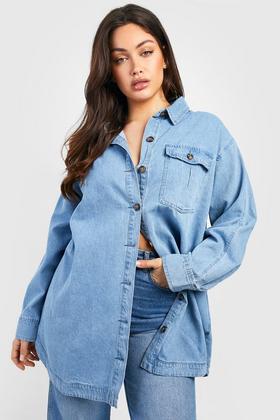 Plus Longline Denim Shacket