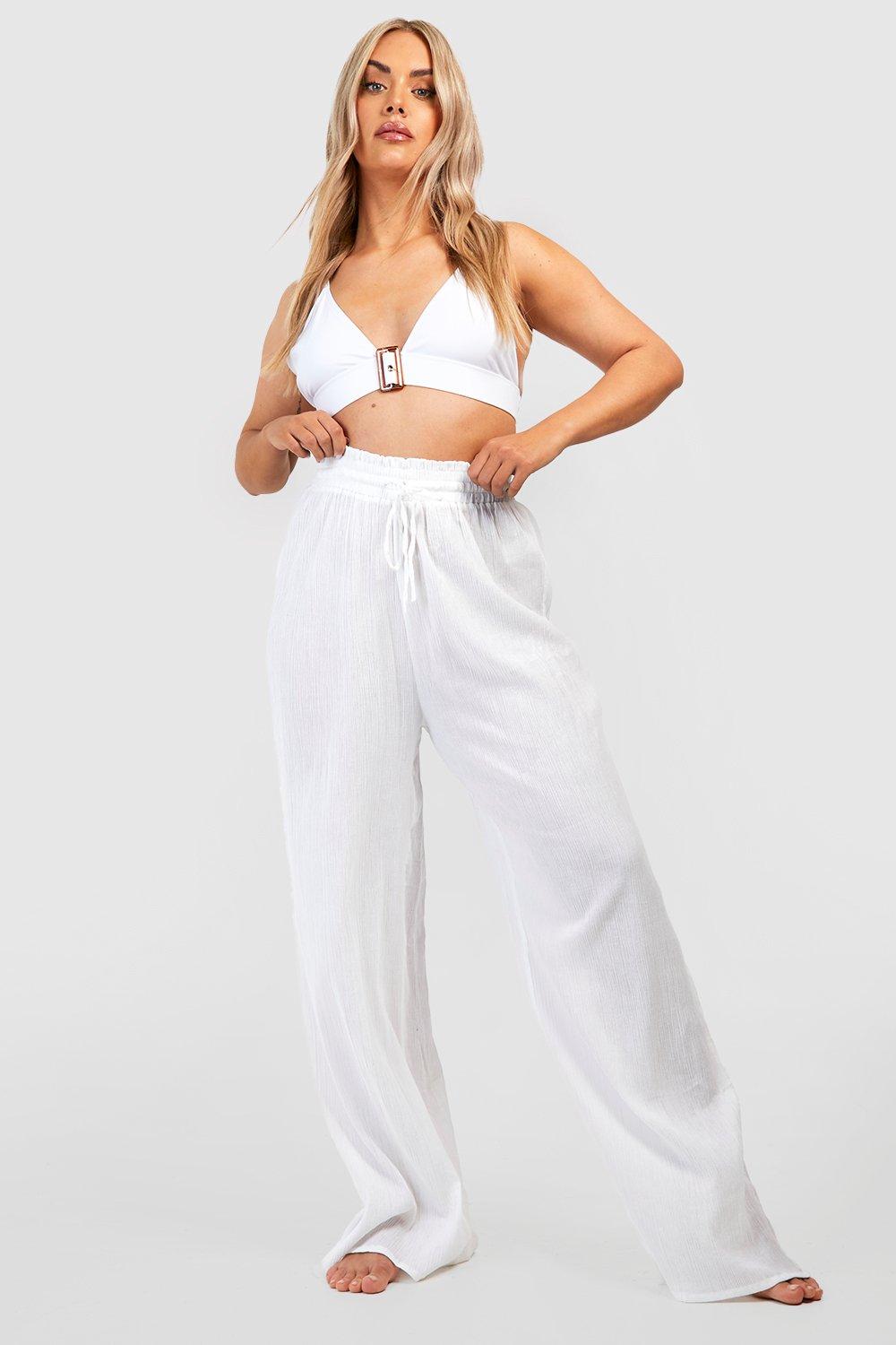 Plus size white hot sale beach pants