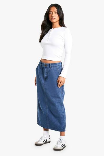 Petite Denim Midaxi Skirt mid wash