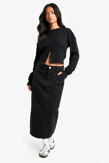 Petite Denim Midaxi Skirt black