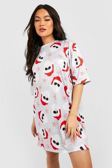Novelty Christmas T-shirt Dress grey