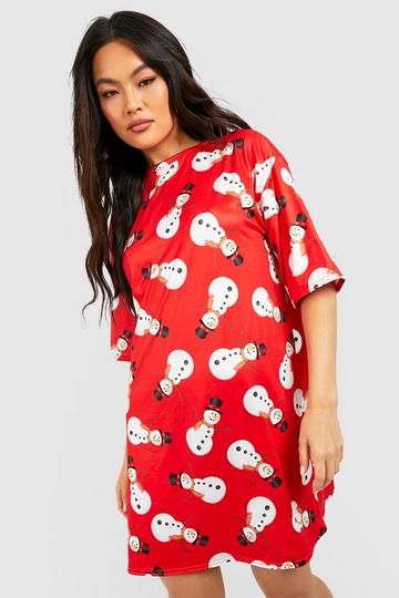 Novelty Christmas T-shirt Dress red