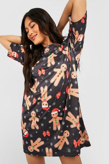 Novelty Christmas T-shirt Dress black
