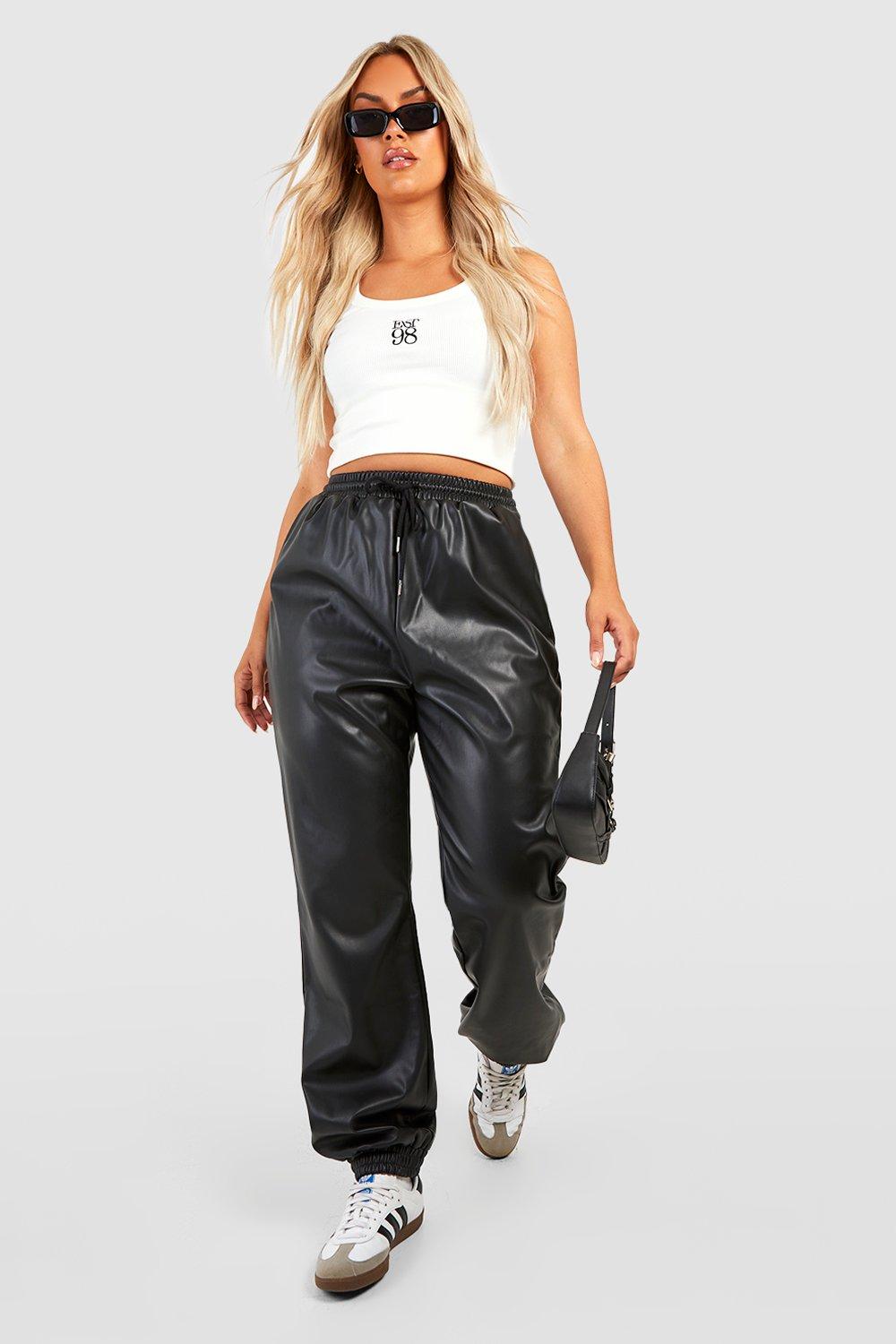 Leather look tracksuit online bottoms