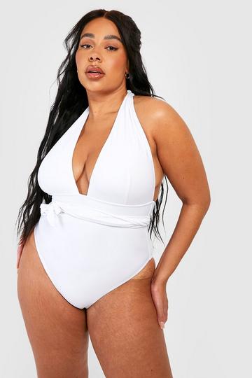 Plus Multiway Tummy Control Swimsuit white