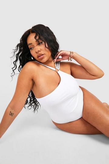 Plus Strapping Tummy Control Swimsuit white
