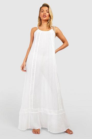 Embroidered Cheesecloth Maxi Beach Dress white