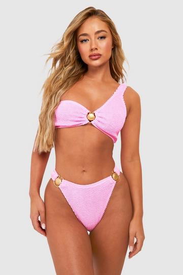 Shell Trim Crinkle Hipster Bikini Brief candy pink