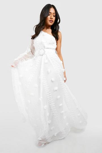 Petite Textured Dobby Asymmetric Maxi Dress white
