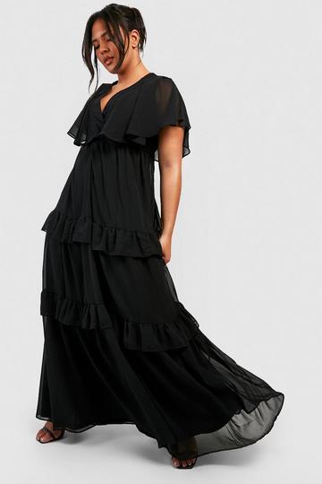 Black Plus Angel Sleeve Maxi Dress