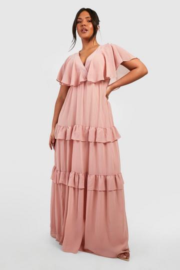 Blush Pink Plus Angel Sleeve Maxi Dress