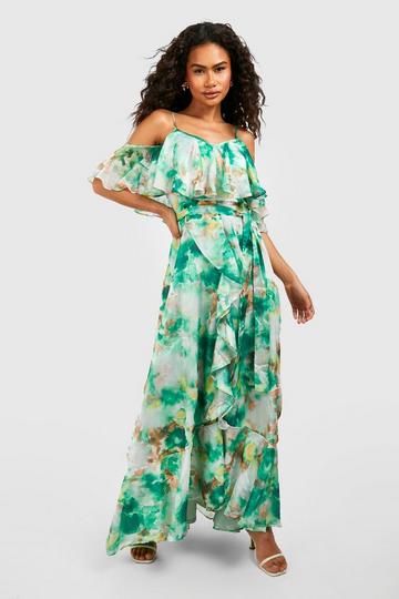 Double Layer Diamante Knot Back Maxi Dress