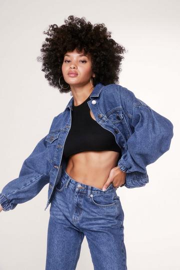Blue Organic Denim Volume Sleeve Denim Jacket