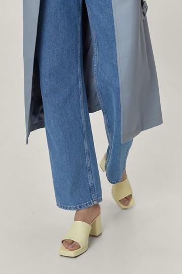 Yellow Pu Platform Square Toe Mules