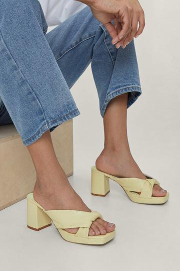 Yellow Faux Leather Soft Twist Square Toe Mules