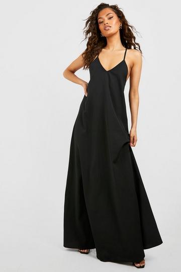 Black Strappy Slip Maxi Dress