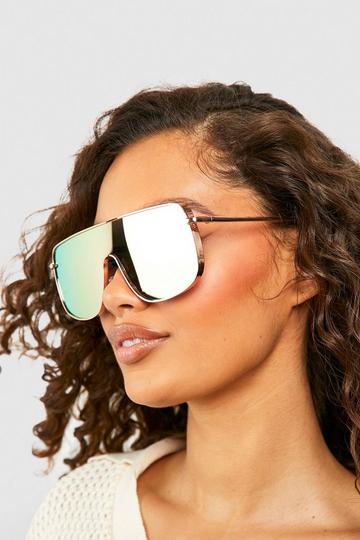 Mirror Rose Gold Visor Sunglasses pink