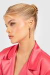 Pink Statement Baguette Drop Loop Chain Earrings