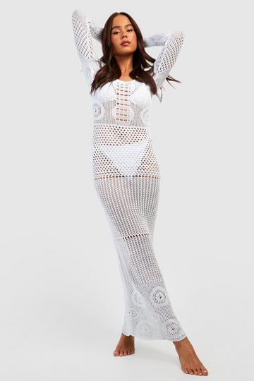 Petite Crochet Maxi Dress white