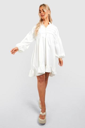 White Plus Woven Frill Hem Shirt Dress