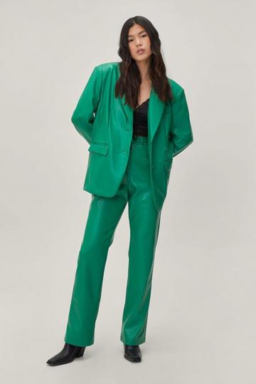 Faux Leather Oversized Suit Blazer green