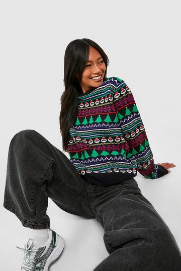 Ditsy Fairisle Christmas Sweater navy