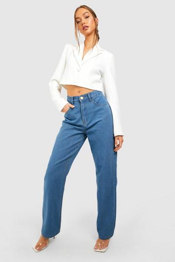 High Rise Straight Fit Jeans mid wash