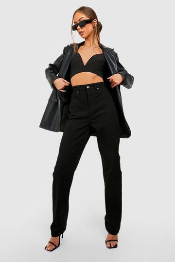 High Waisted Straight Fit Jeans black