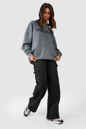 High Waisted Straight Fit Cargo Pants black