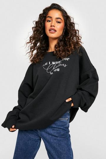All I Want For Christmas Slogan Sweater black