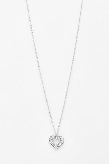 Pave Open Heart Necklace silver