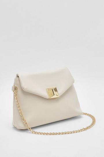 White Stud Lock Cross Body Bag