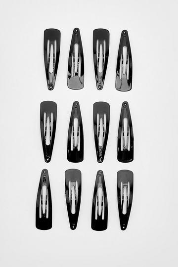 12 Pack Basic Snap Hair Clips black