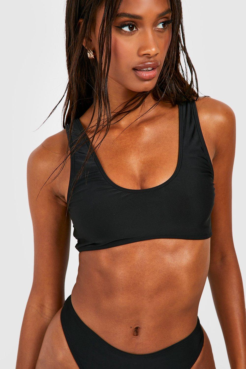 Black high sales neck halter bikini