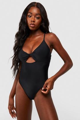 Buy Black Strappy Cut-Out Tummy Control Swimsuit from Next