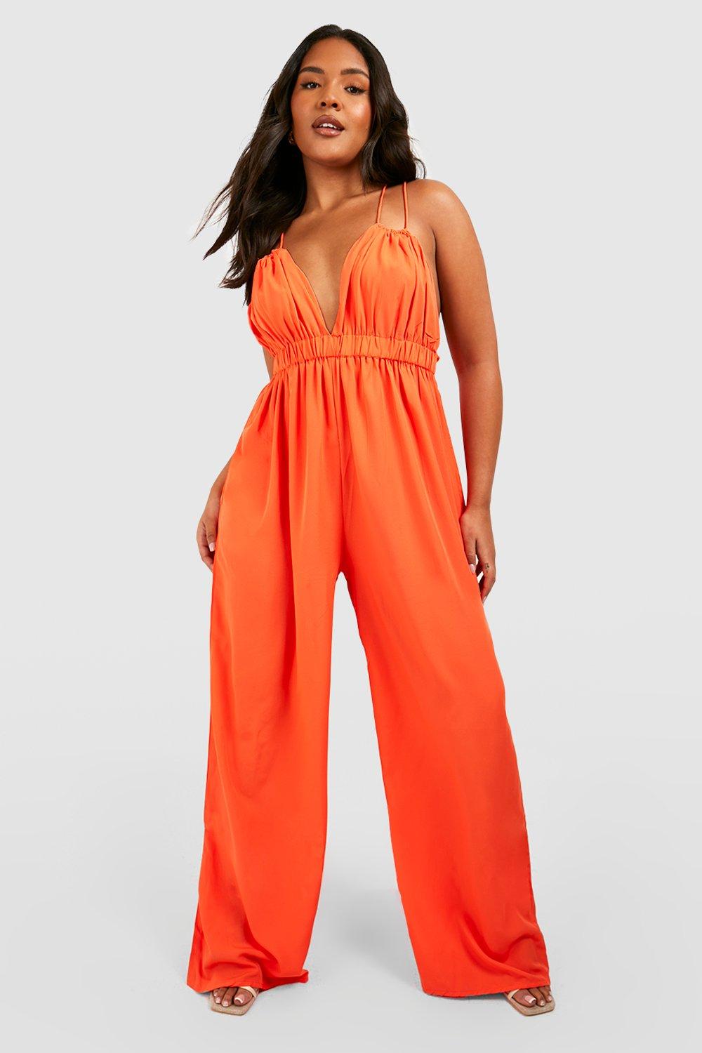 Orange 2024 dressy jumpsuit