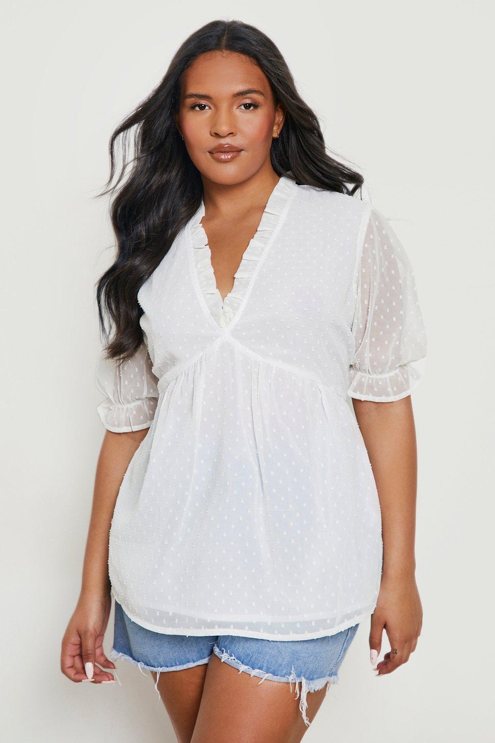 Plus size clearance white tops