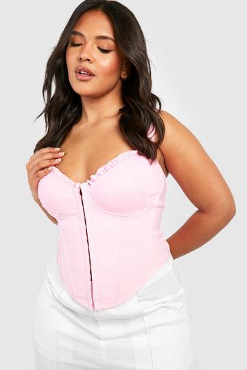 Plus Ruched Cup Bandage Corset Top pink