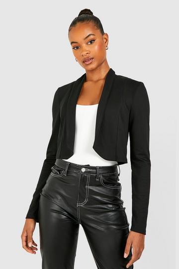 Tall Basic Jersey Lapel Cropped Blazer black