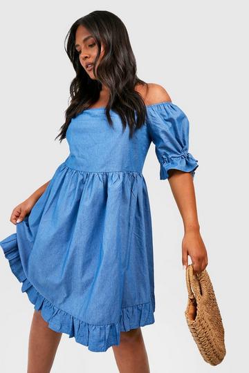 Puff sleeve denim dresses | boohoo UK