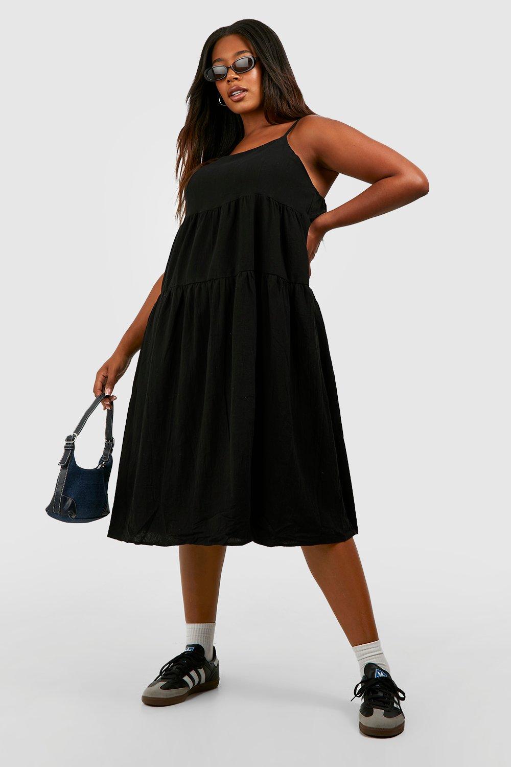 Long black linen outlet dress