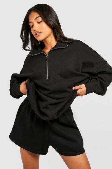 Petite Half Zip Sweatshirt black